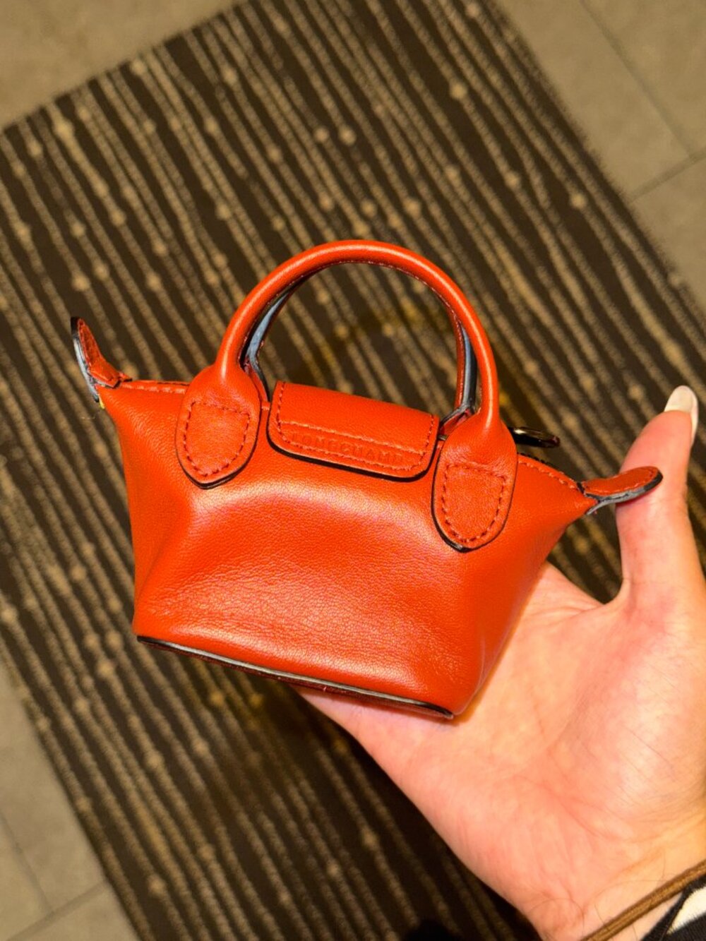 LONGCHAMP Nano Mini Le Pliage Cuir Leather Top Handle Bag CrossBody NWT - Picture 8 of 11